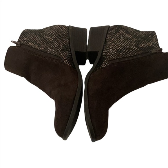 Like New Sporto Brown Suede and Snake Skin Booties Size 7W - Picture 2 of 7